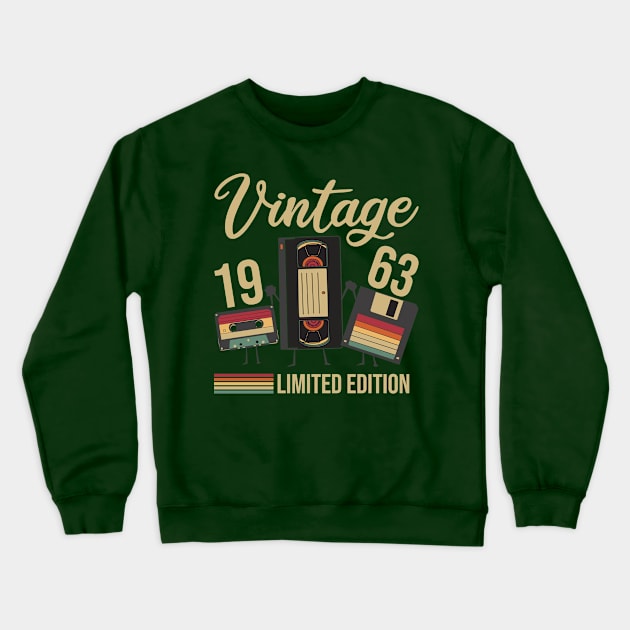 Floppy disk Videotape Cassette 1963 Vintage Gift Crewneck Sweatshirt by POS